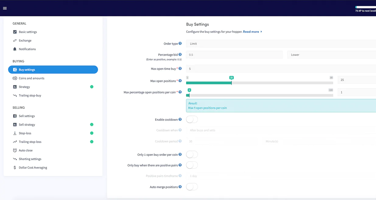 Cryptohopper buy conditions