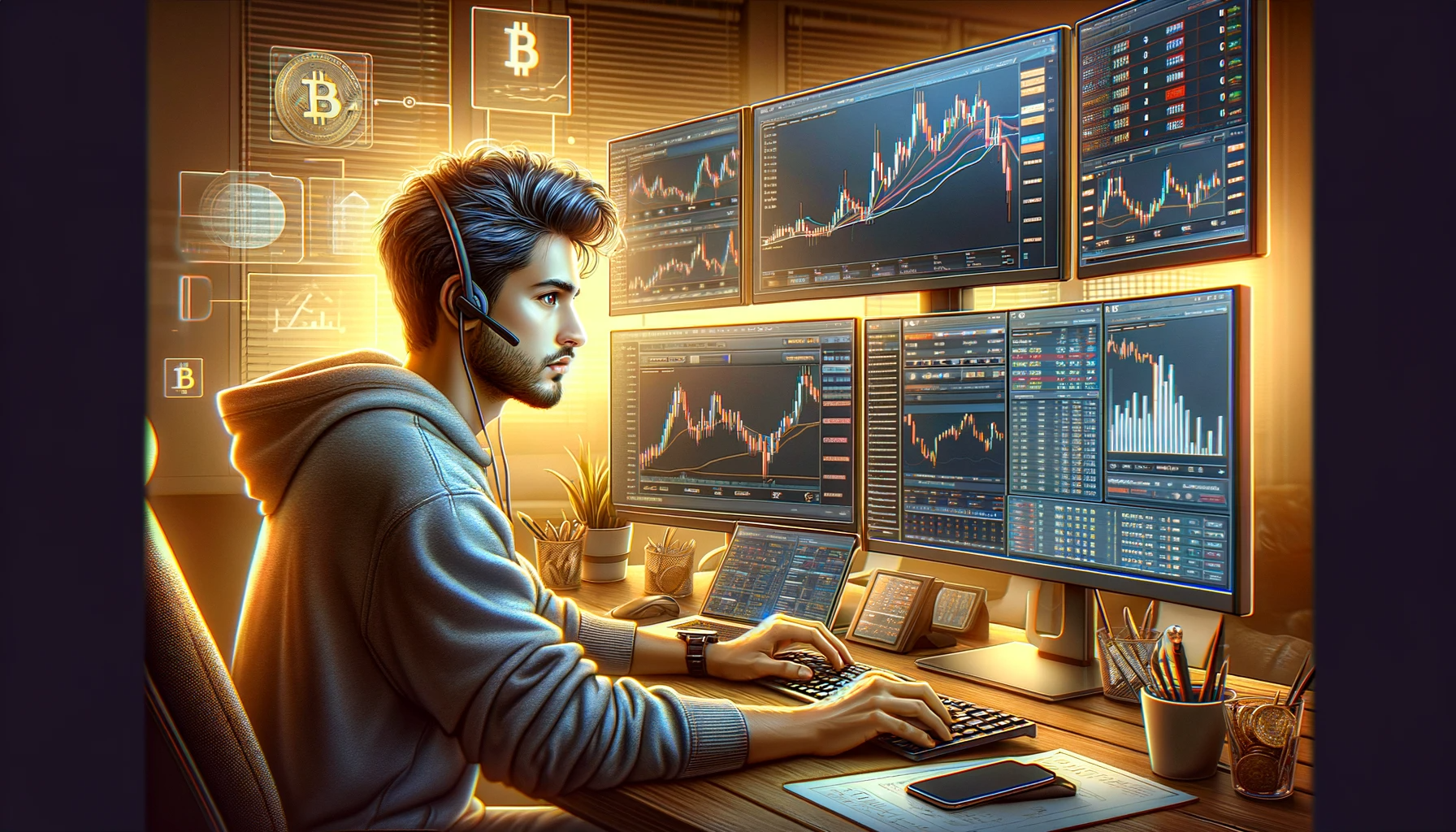 Young man while using the Cryptohoppe